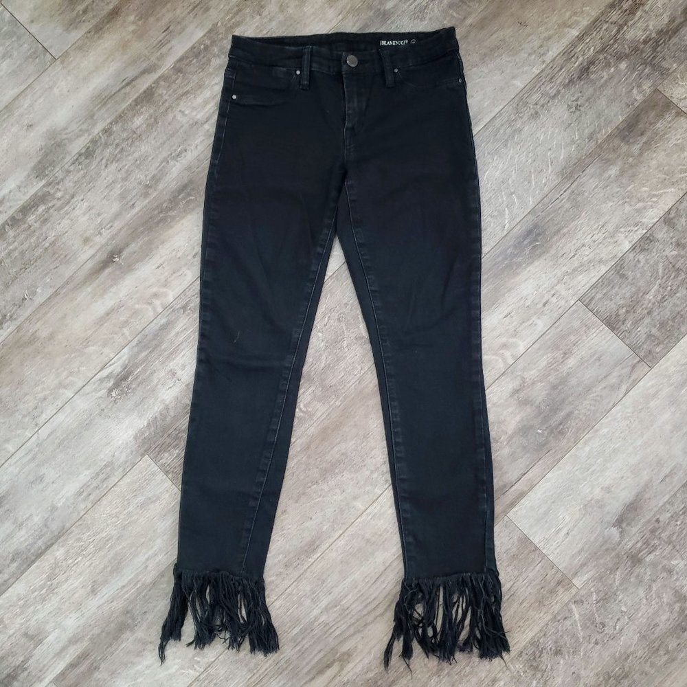 Blank NYC Black Super Fray Hem Skinny Jeans Women's Grunge Black 26
